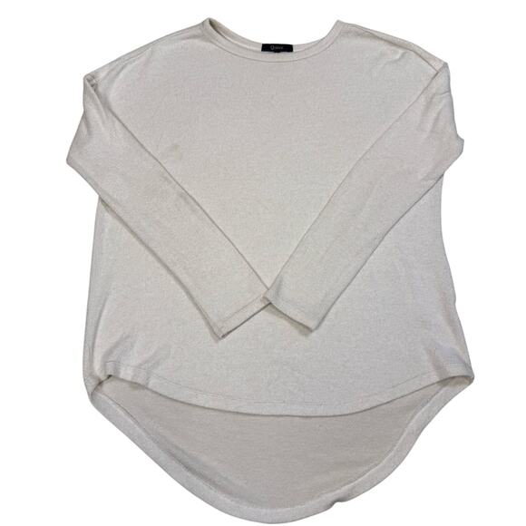 Quince Oversized XS Long Sleeve Crewneck Top Ivory Beige High Low Hem Minimalist - Picture 1 of 4